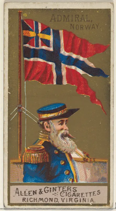 Admiral, Norway, from the Naval Flags series (N17) for Allen & Ginter Cigarettes Brands Wall Art by Allen & Ginter - High-Resolution Digital Print