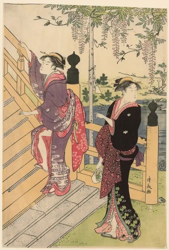 Admiring the wisteria at Kameido Shrine