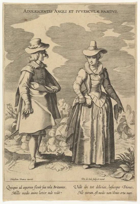 Adolescentis Angli et Iuvenculae Habitus, from Fashions of Different Nations Wall Art by Pieter de Jode I - High-Resolution Digital Print