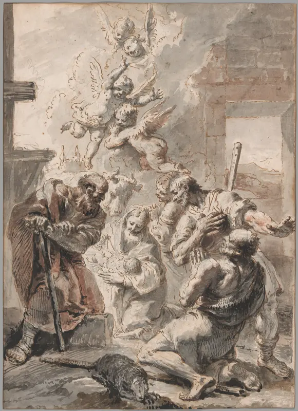 Adoration of the Shepherds Wall Art by Francesco Fontebasso - High-Resolution Digital Print