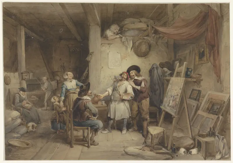 Adriaen Brouwer bij zijn leerling J. van Craesbeek Wall Art by Jean Baptiste Madou - High-Resolution Digital Print