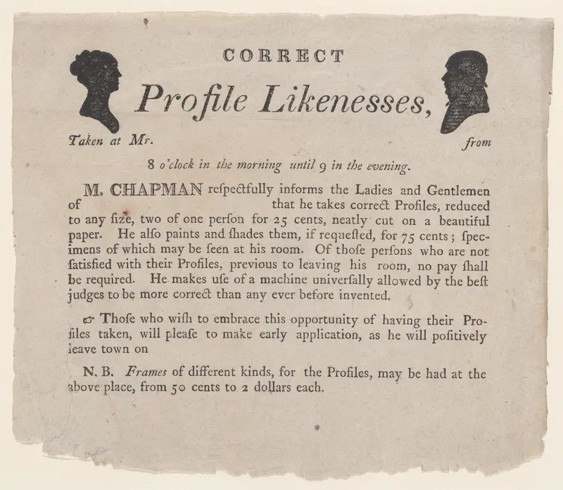 Advertisement for profile likenesses by Moses Chapman Wall Art by Anonymous - High-Resolution Digital Print