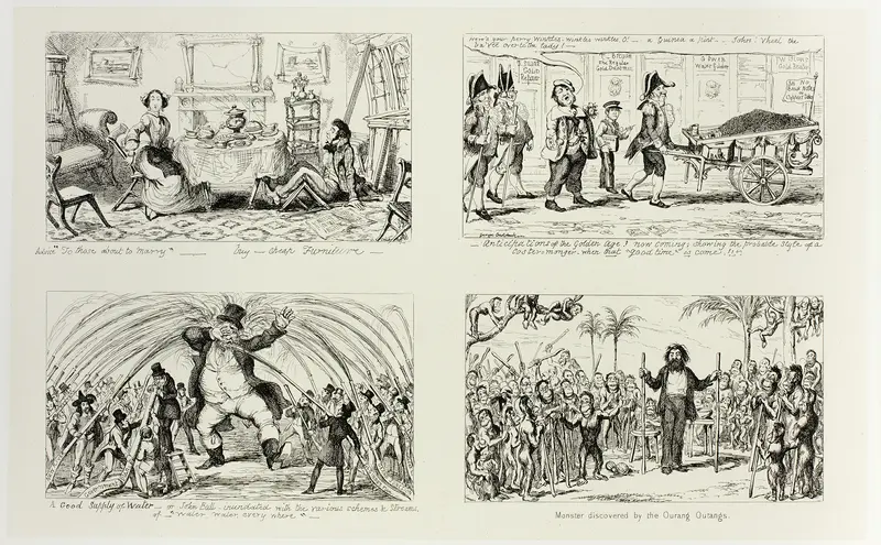 Advice "To Those About to Marry" - Buy Cheap Furniture from George Cruikshank's Steel Etchings to The Comic Almanacks: 1835-1853 (top left) Wall Art by George Cruikshank - High-Resolution Digital Print