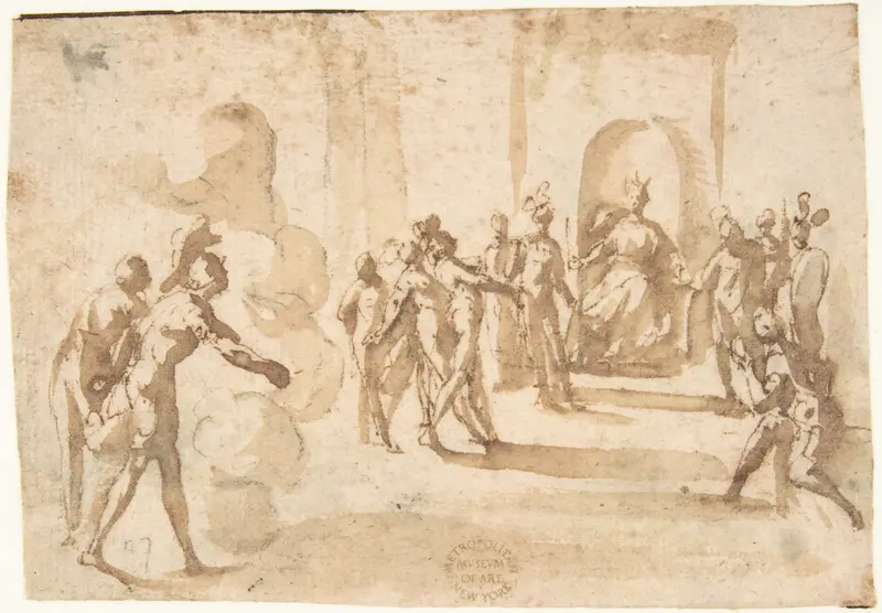 Aeneas and Achates Entering Dido's Palace in a Cloud Wall Art by Francesco Allegrini - High-Resolution Digital Print