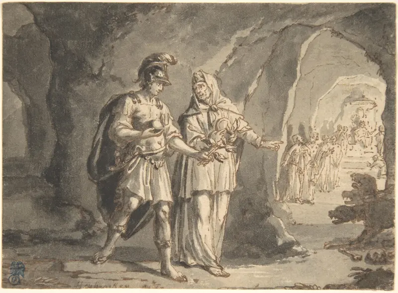 Aeneas and the Sibyl in the Underworld Wall Art by Arnold Houbraken - High-Resolution Digital Print