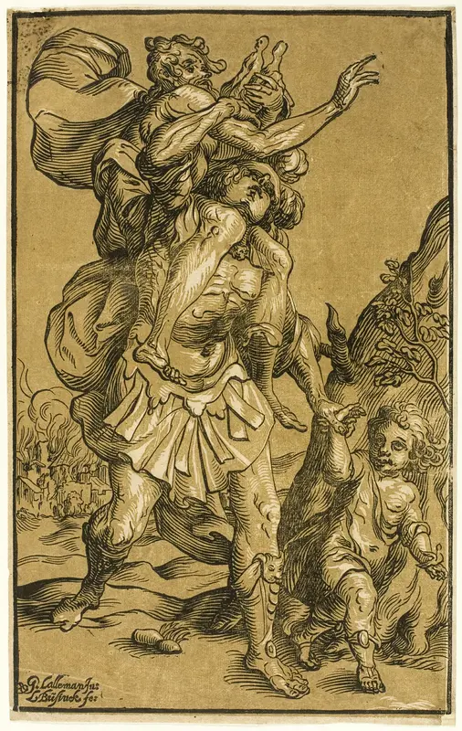 Aeneas Carrying His Father, Anchises Wall Art by Ludolph Büsinck - High-Resolution Digital Print