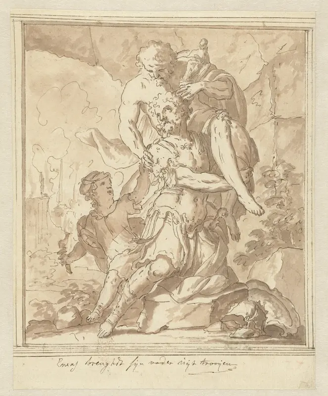 Aeneas redt zijn vader Wall Art by Mattheus Terwesten - High-Resolution Digital Print