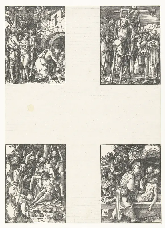 Afdaling in het voorgeborchte, Kruisafneming, Bewening, Graflegging Wall Art by Unknown - High-Resolution Digital Print