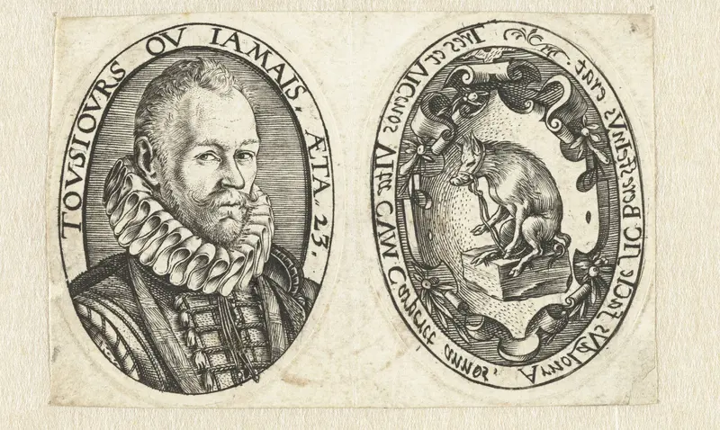 Afdrukken van de twee zijden van het portretmedaillon van Arnoud van Beresteyn Wall Art by Hendrick Goltzius - High-Resolution Digital Print