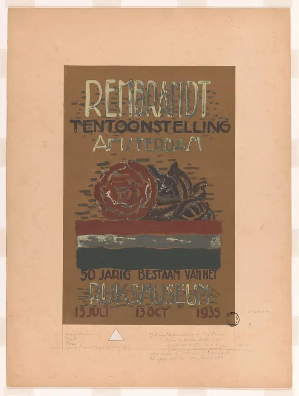 Affiche Rembrandt tentoonstelling, Amsterdam, 1935 (ontwerp) Wall Art by Leo Gestel - High-Resolution Digital Print
