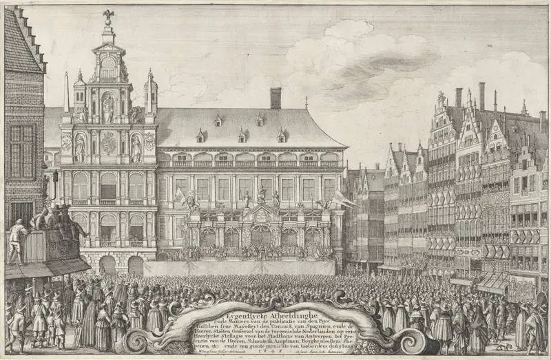 Afkondiging van de Vrede van Munster te Antwerpen, 1648 Wall Art by Unknown - High-Resolution Digital Print