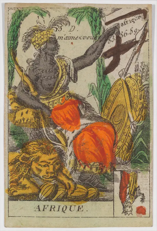 Afrique, from the playing cards (for quartets) "Costumes des Peuples Étrangers" Wall Art by Anonymous, French, 18th century - High-Resolution Digital Print