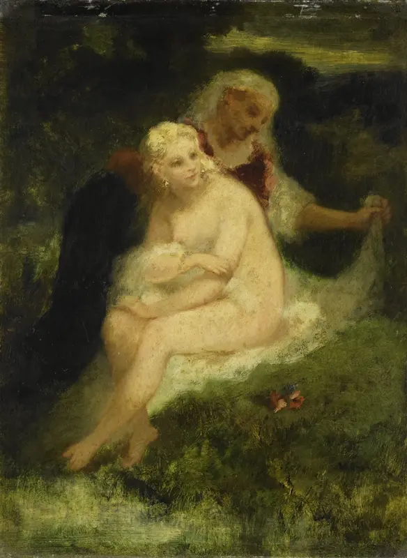 After the Bath Wall Art by Narcisse Virgile Diaz de la Peña - High-Resolution Digital Print