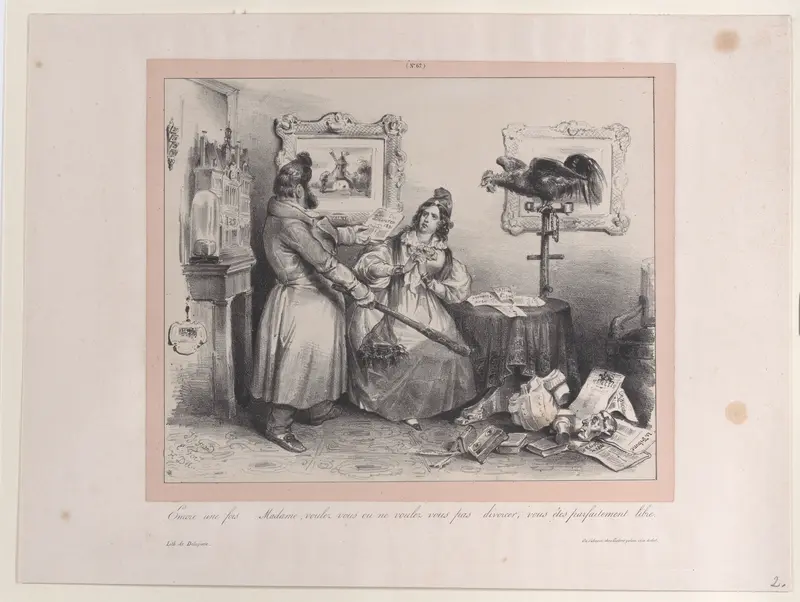 "Again, Madame, whether you do or do not want to divorce, you are perfectly free" Wall Art by J. J. Grandville - High-Resolution Digital Print