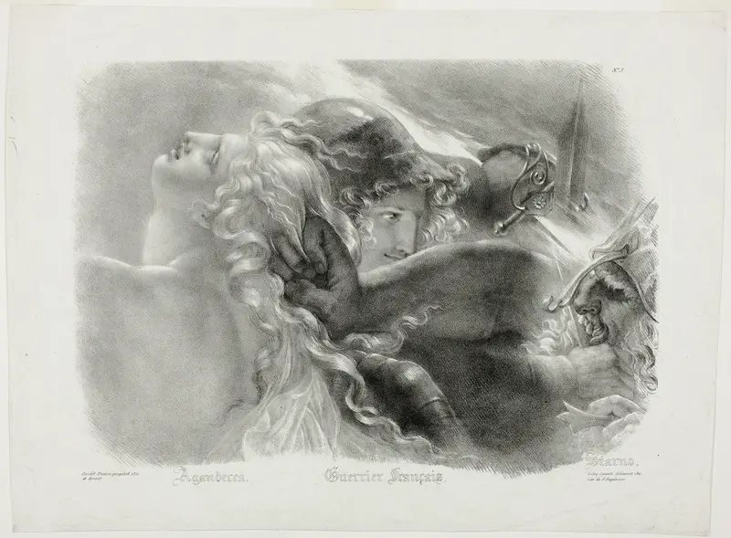 Agandecca, French Warrior, Starno, after The Apotheosis of French Heroes Who Died for Their Country during the War for Liberty Wall Art by Hyacinthe Louis Aubry-Lecomte - High-Resolution Digital Print