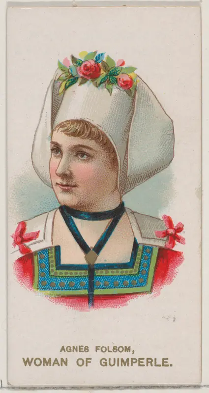 Agnes Folsom as a Woman of Guimperle, from the set Actors and Actresses, Second Series (N71) for Duke brand cigarettes Wall Art by W. Duke, Sons & Co. - High-Resolution Digital Print