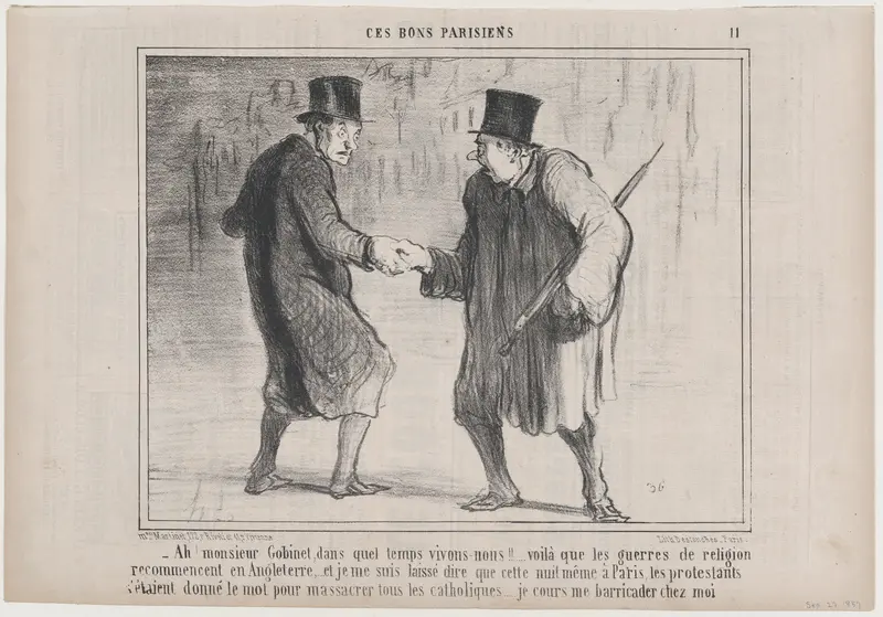Ah! monsieur Gobinet, dans quel temps vivons-nous!..., from Ces Bons Parisiens, published in Le Charivari, Sepetember 23, 1857 Wall Art by Honoré Daumier - High-Resolution Digital Print