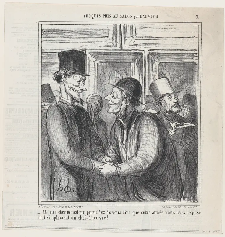 Ah, my dear sir, allow me to tell you that this year you have quite simply exhibited a masterpiece, from 'Sketches from the Salon,' published in Le Charivari, May 31, 1865 Wall Art by Honoré Daumier - High-Resolution Digital Print