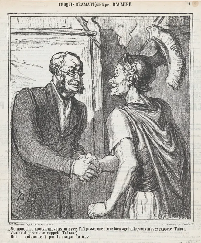 Ah, my dear sir, you have made my evening a very pleasant one..., from "Dramatic Sketches" Wall Art by Honoré Daumier - High-Resolution Digital Print