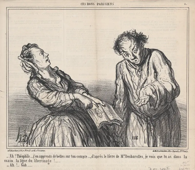 Ah, Théophile, what ghastly things I am reading about you, from 'These good Parisians,' published in Le Charivari, January 30, 1860 Wall Art by Honoré Daumier - High-Resolution Digital Print