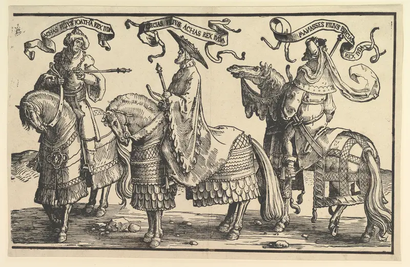 Ahaz, Hezekiah, Manasses, from The Twelve Kings of Israel Wall Art by Lucas van Leyden - High-Resolution Digital Print