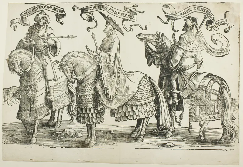 Ahaz, Hezekiah, Manasses, plate four, from The Twelve Kings of Israel