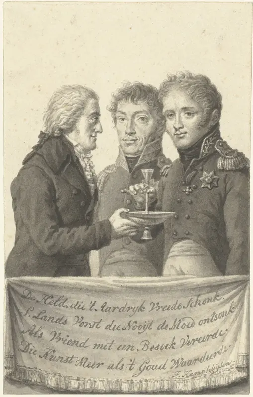 A.J. Brentano biedt tsaar Alexander I een dronk aan Wall Art by Jan Kamphuijsen - High-Resolution Digital Print