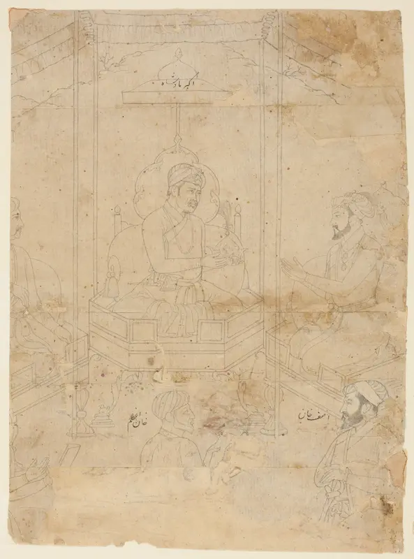 Akbar Offering Timur's Crown to Shah Jahan Wall Art by Islamic - High-Resolution Digital Print