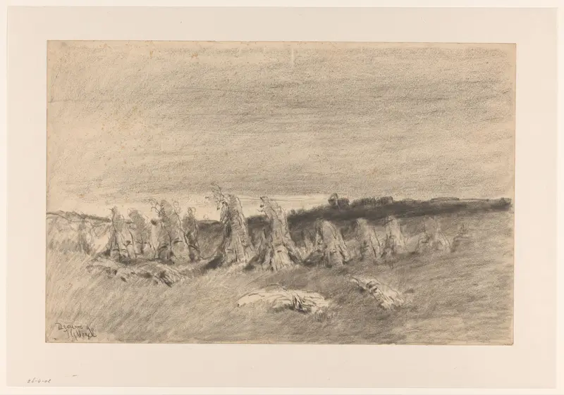 Akkerland met schoven Wall Art by Unknown - High-Resolution Digital Print