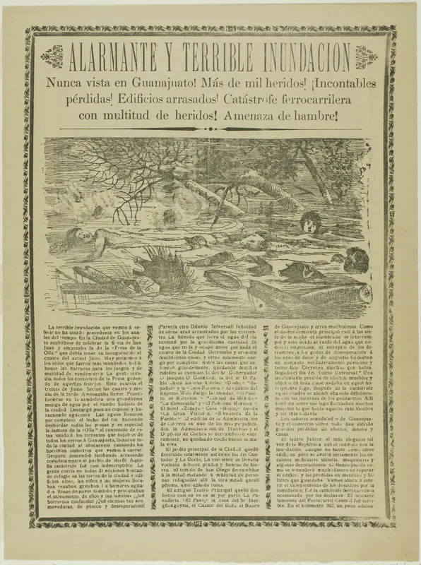 Alarming and Terrible Flood, Never Before Seen in Guanajuato! Wall Art by José Guadalupe Posada - High-Resolution Digital Print