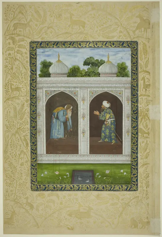 Album Page with Two Sheikhs Wall Art by Mughal - High-Resolution Digital Print