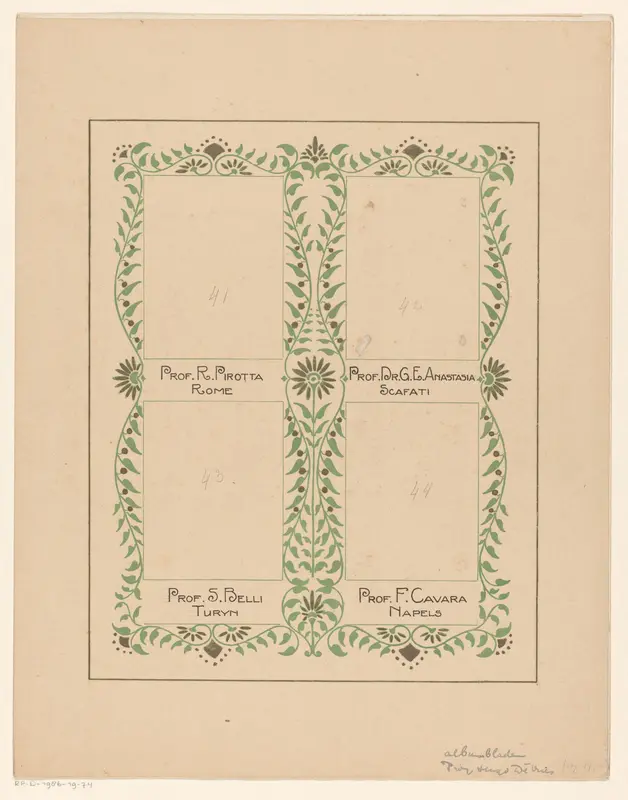 Albumblad voor een album voor Prof. Hugo de Vries Wall Art by Reinier Willem Petrus de Vries (1874-1953) - High-Resolution Digital Print