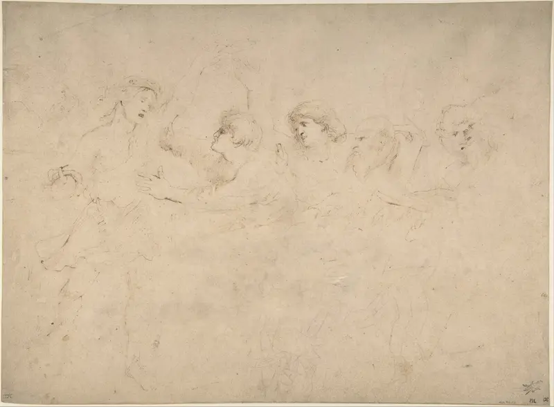Alcibiades Interrupting the Symposium (recto); Sketches of the Baptism of Christ and of a Man (verso) Wall Art by Peter Paul Rubens - High-Resolution Digital Print
