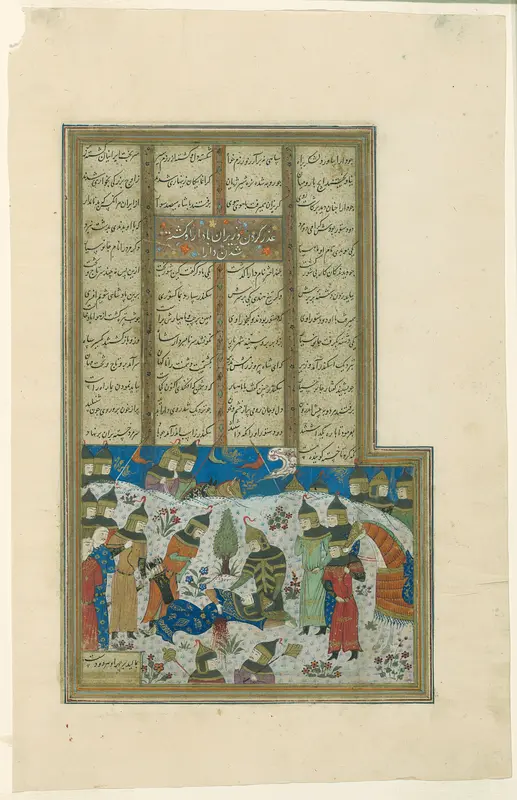 Alexander Comforts the Dying Darius, page from a copy of the Shahnama of Firdausi Wall Art by Islamic - High-Resolution Digital Print