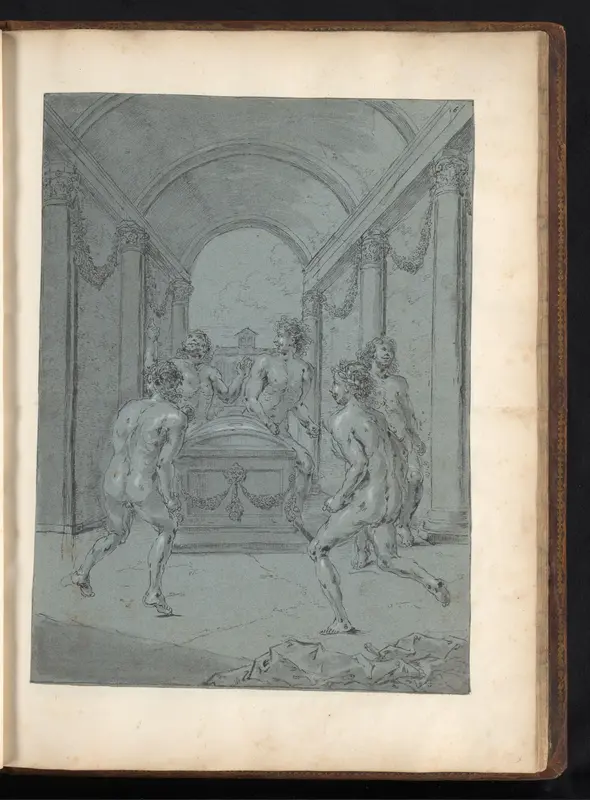 Alexander de Grote en zijn hovelingen dansen naakt om het graf van Achilles Wall Art by Leonaert Bramer - High-Resolution Digital Print
