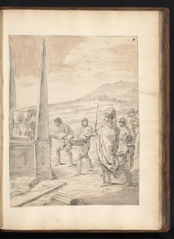 Alexander de Grote laat een graf maken voor zijn paard Bucephalus Wall Art by Leonaert Bramer - High-Resolution Digital Print