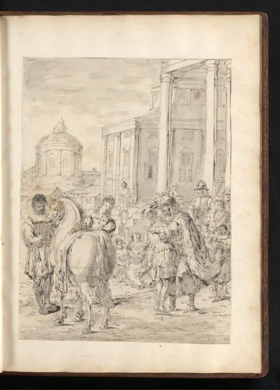 Alexander de Grote wordt omhelst en gekust door zijn vader Wall Art by Leonaert Bramer - High-Resolution Digital Print