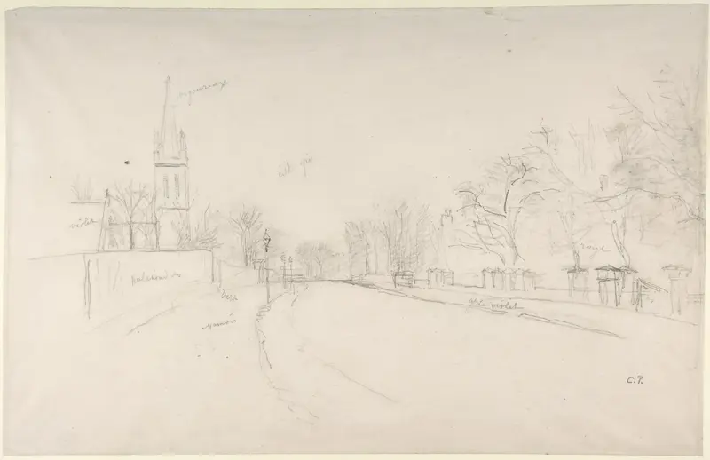 All Saints Church, Upper Norwood seen from the north side of Beulah Hill Wall Art by Camille Pissarro - High-Resolution Digital Print