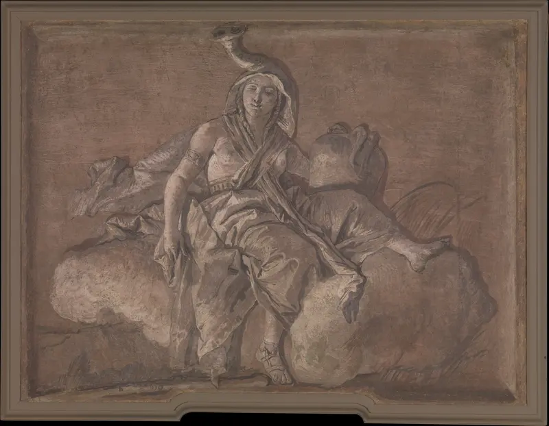 Allegorical Figure Representing Africa Wall Art by Giovanni Domenico Tiepolo - High-Resolution Digital Print
