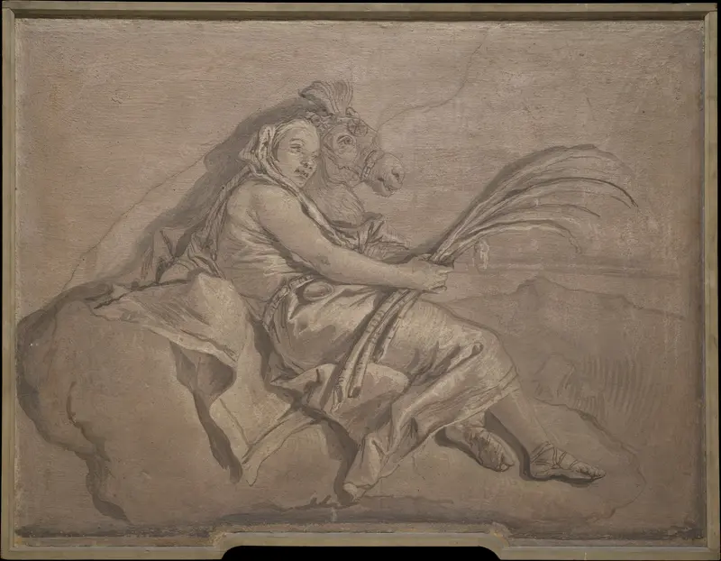 Allegorical Figure Representing Asia Wall Art by Giovanni Domenico Tiepolo - High-Resolution Digital Print