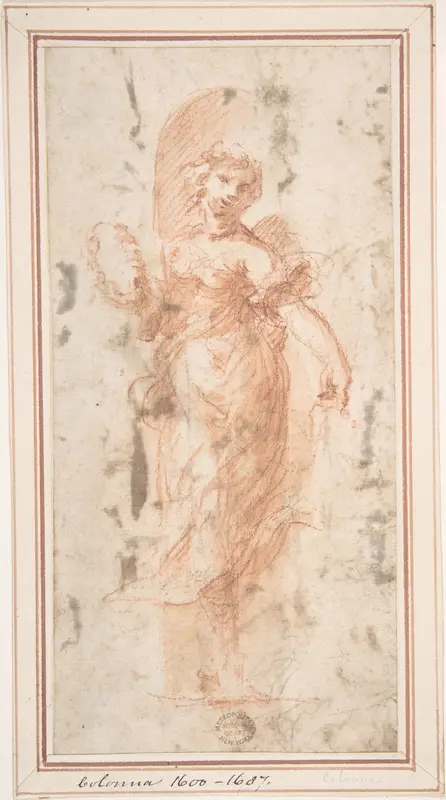 Allegorical Figure with Wreath Wall Art by Anonymous, Italian, Roman-Bolognese, 17th century - High-Resolution Digital Print