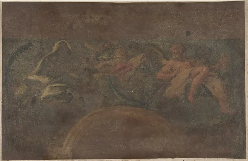 Allegorical Figures of Time and Death Wall Art by Anonymous, Italian, 18th century - High-Resolution Digital Print