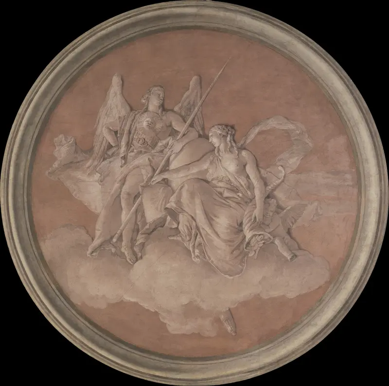 Allegorical Figures Representing Virtue and Abundance Wall Art by Giovanni Battista Tiepolo - High-Resolution Digital Print