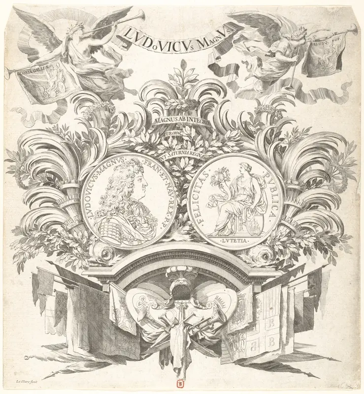Allegorical Medal in Honor of Louis XIV Wall Art by Sébastien Leclerc I - High-Resolution Digital Print