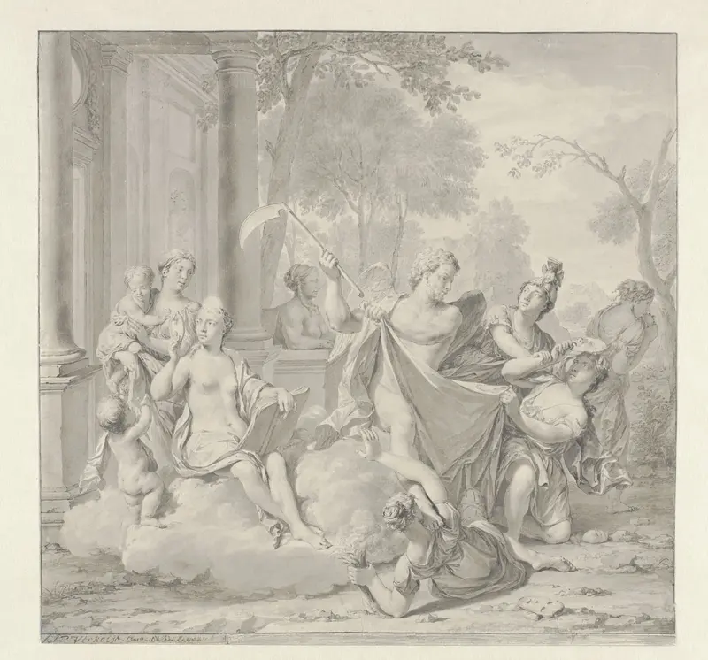 Allegorie: de Tijd beschermt de Waarheid en de Wijsheid tegen Nijd, Geveinsdheid en Leugen Wall Art by Unknown - High-Resolution Digital Print