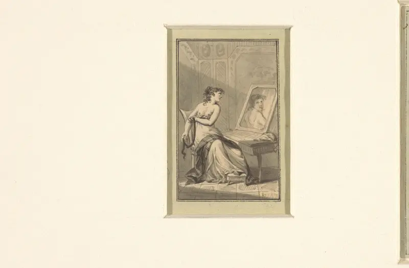 Allegorie: jonge vrouw met ontblote borst voor een spiegel Wall Art by Sigmund Ferdinand Ritter von Perger - High-Resolution Digital Print