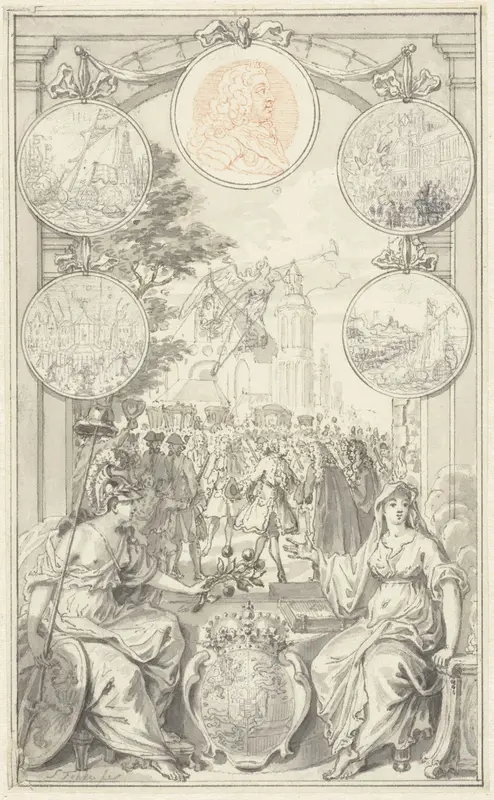 Allegorie met de aankomst van Willem IV te Den Haag, 1747 Wall Art by Simon Fokke - High-Resolution Digital Print
