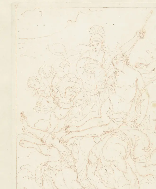 Allegorie met een personificatie en Minerva die de Nijd en Bedrog overwinnen Wall Art by Louis Fabritius Dubourg - High-Resolution Digital Print