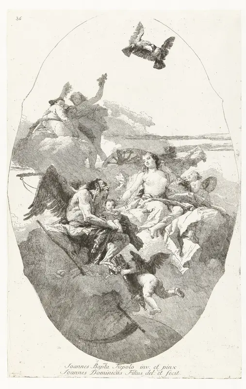 Allegorie met Venus en Vader Tijd Wall Art by Giovanni Domenico Tiepolo - High-Resolution Digital Print