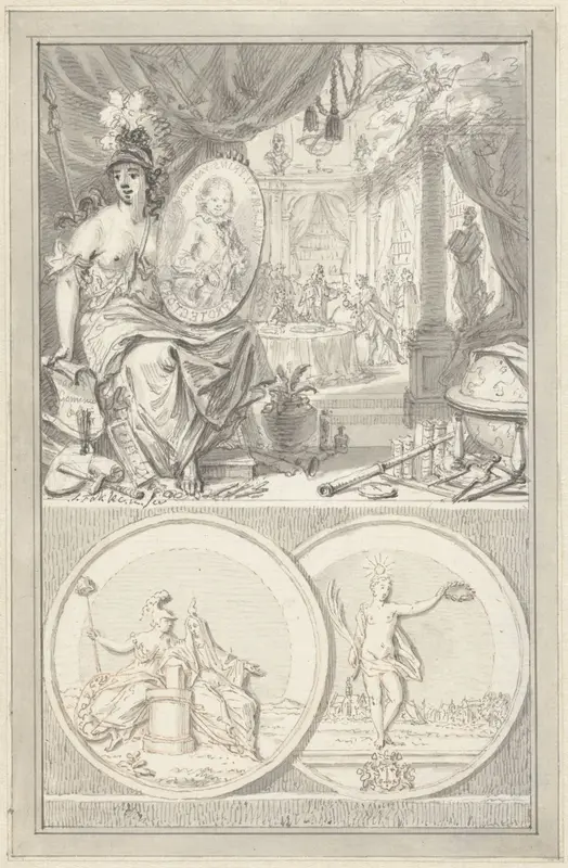 Allegorie op de oprichting van de Hollandsche Maatschappij der Wetenschappen, 1752 Wall Art by Unknown - High-Resolution Digital Print
